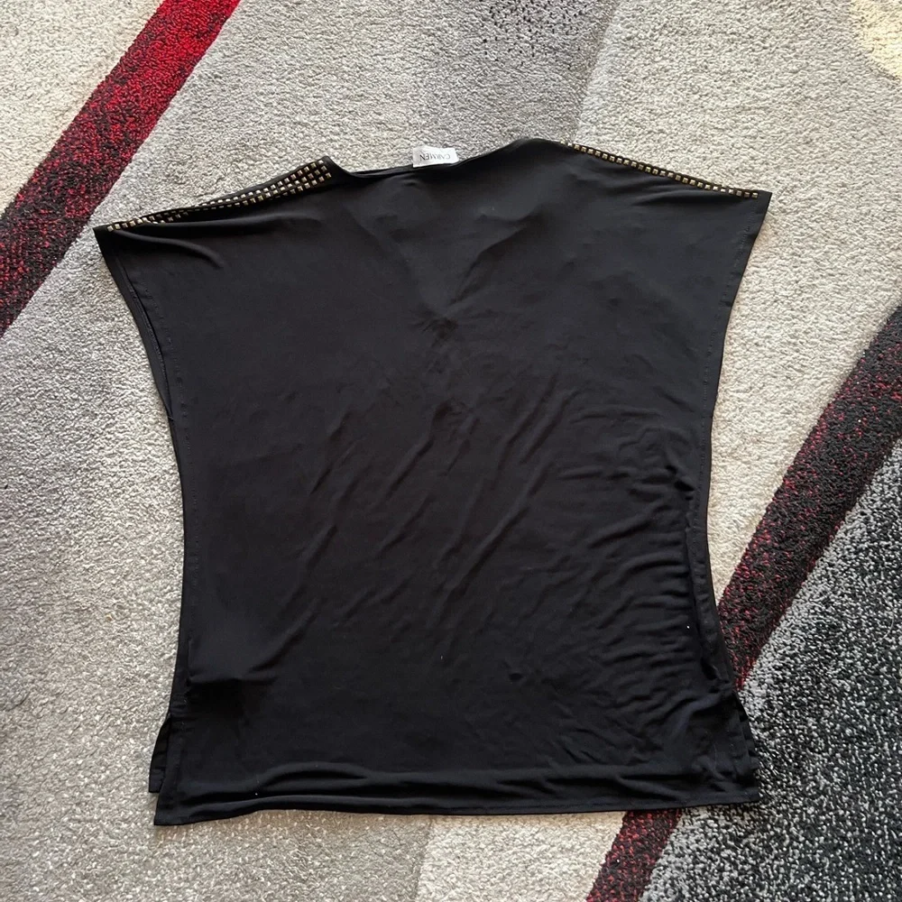 Carmen Marc Valvo Black Studded Blouse - Picture 3 of 3